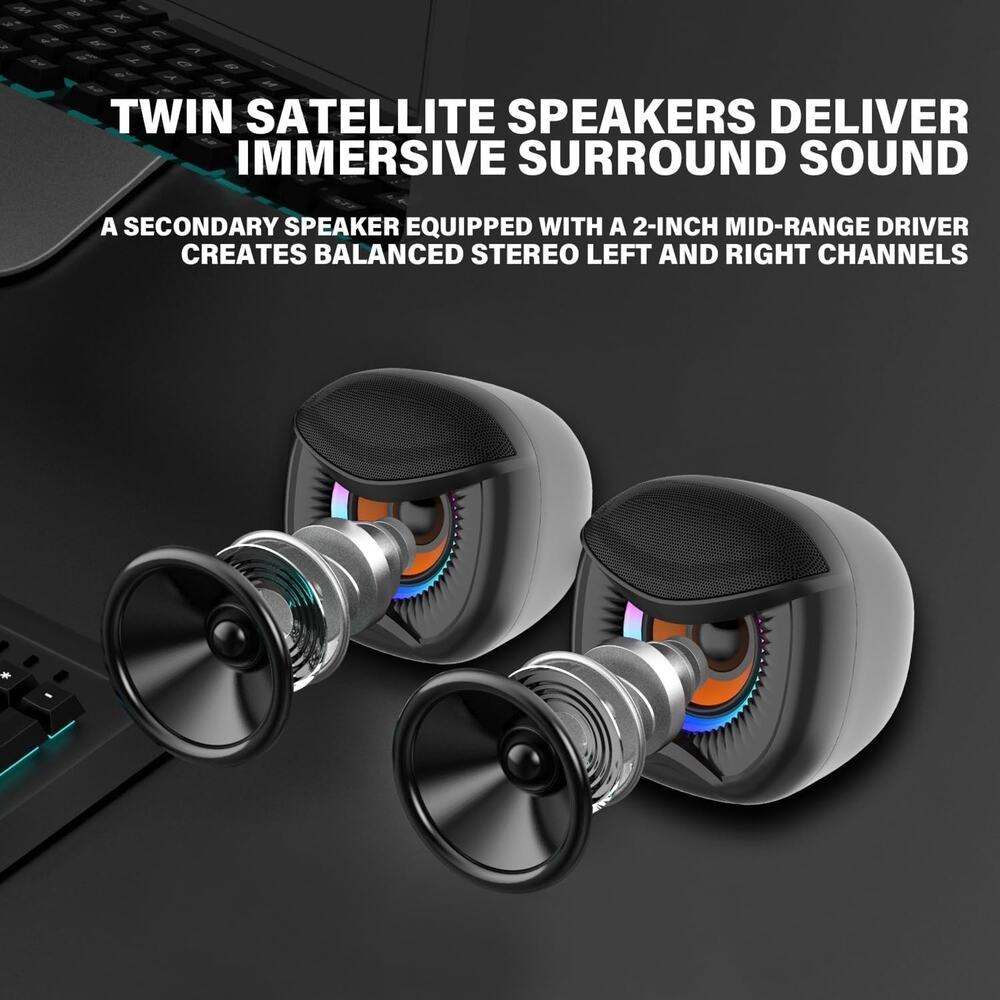 Computer Speakers, PC Speakers with Subwoofer, 2.1 Gaming Speakers for Desktop - Picture 5 of 7